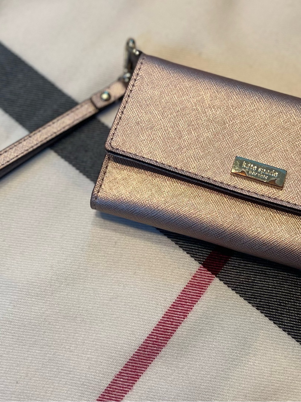 kate spade Metallic Rose Gold Wristlet Clutch